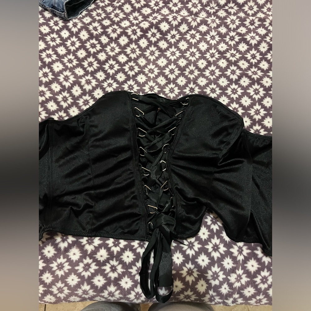 Elegant Black Lace-Up Women's Top